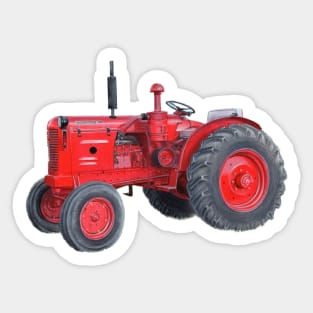 Red Vintage Tractor Sticker